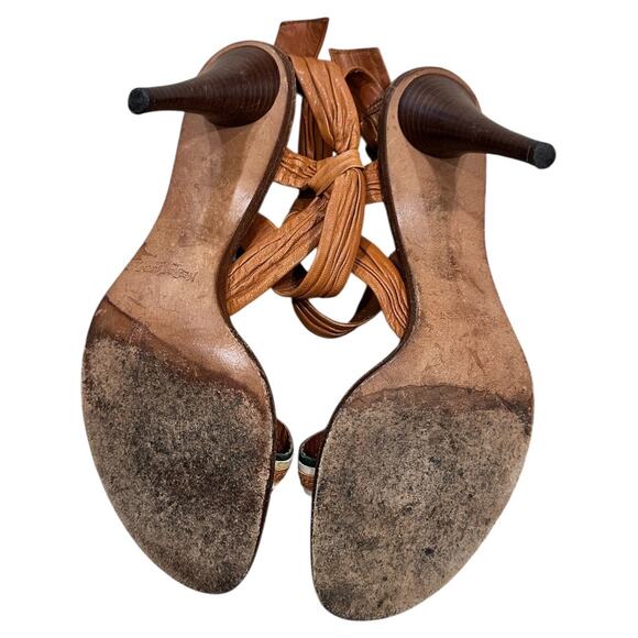 Y2k YSL Leather Open Toe Heels - Picture 12 of 13